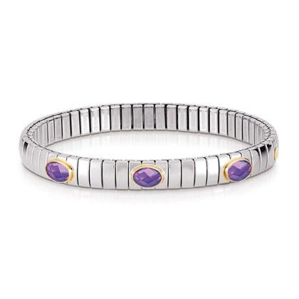 EXTENSION bracelet (S) in stainless steel with 18k gold and 3 Cubic Zirconia (001_PURPLE)