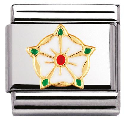 030250/11 Classic U.K stainless steel,enamel,18k gold White Rose of Yorkshire