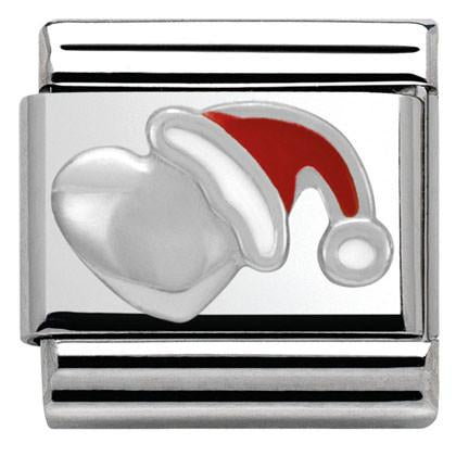 330204/05 Classic CHRISTMAS,~S/Steel,enamel,Silver 925 Heart with Christmas Hat