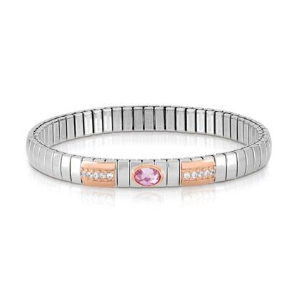 Extension bracelet in stainless steel with 9K rose gold  Zirconia and 1 faceted CZ (003_PINK)