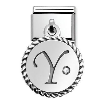 331809/25D Composable Classic LETTERS in stainless steel and silver CHARMS 925 oxy. (25_Y)