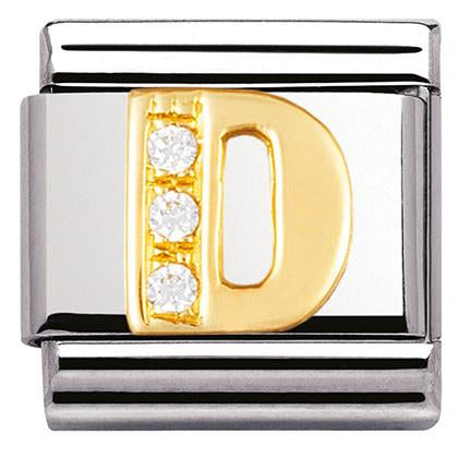 030301/04 Classic LETTERS,stainless steel,18k gold,CZ D
