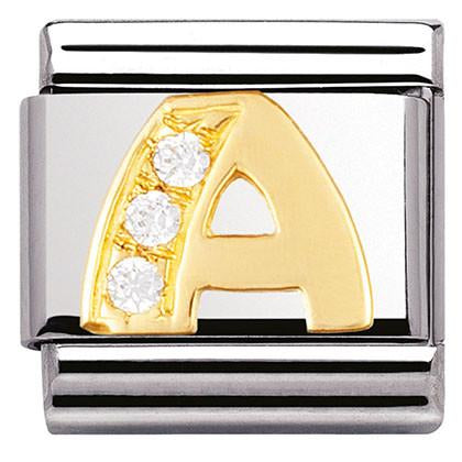 030301/01 Classic LETTERS,S/Steel, 18k gold,CZ,A