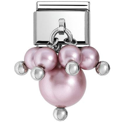 030609/04 Classic links in stainless steel with  PEARL Pearl PINK