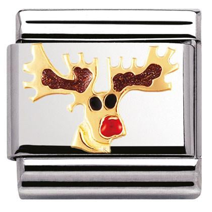 030225/08 Classic,S/steel,enamel,18k gold Reindeer