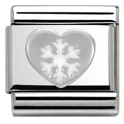 330204/02 Classic CHRISTMAS S/steel,enamel,Silver 925 Heart with Snowflake