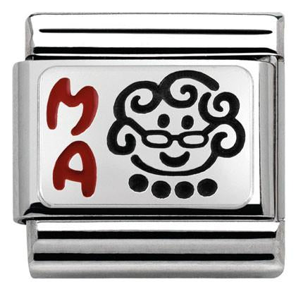 330208/11D CL OXIDIZED PLATES,steel,enamel,925 silver Grandma