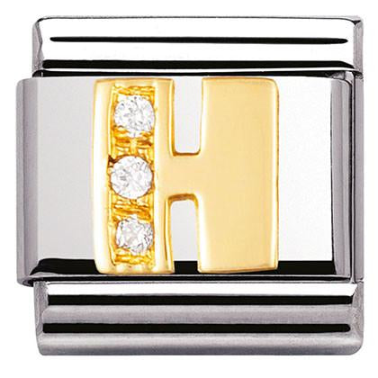 030301/08 Classic LETTERS,S/steel,18k gold,CZ  H