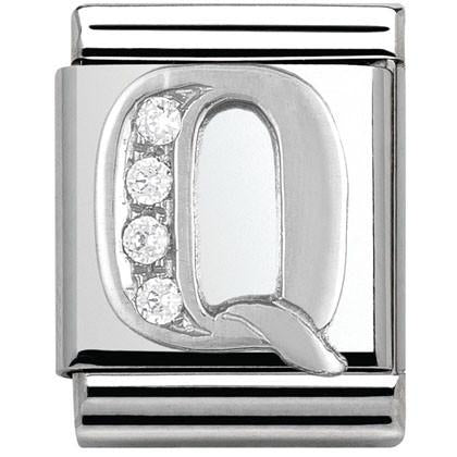 LETTERS Composable Big stainless steel? sterling silver and Cubic Zirconia (17_Q)