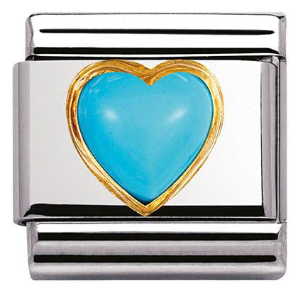 030501/06 Classic STONES HEARTS,S/Steel,18k gold TURQUOISE