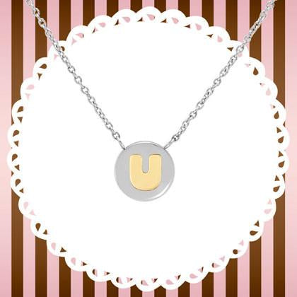 MYBONBONS necklace in st. steel and gold LETTERS (021_U)