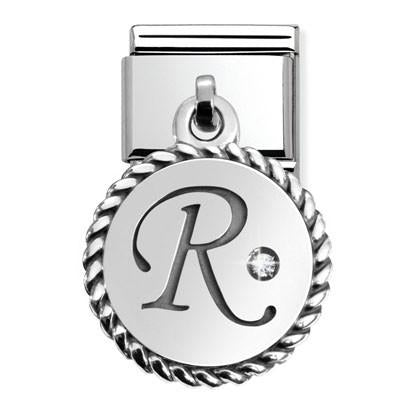 331809/18D Composable Classic LETTERS in stainless steel and silver CHARMS 925 oxy. (18_R)