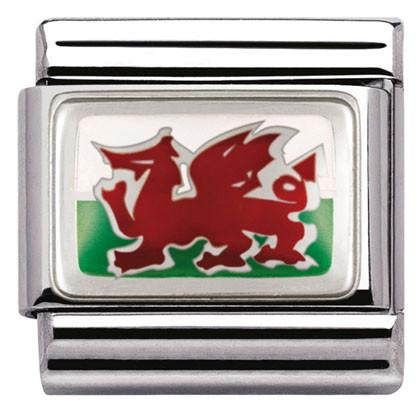 330207/02 Classic FLAGS,S/steel,enam.sterling silver  wales