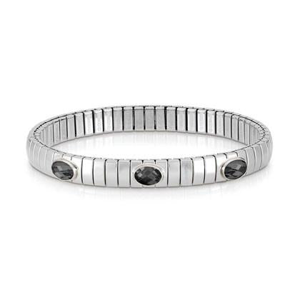 043470/011 Extension XTE stainless steel and sterling silver and 3 FACETED stones bracelet (011_Black)