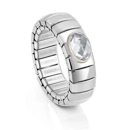 043450/010 Extension XTE stainless steel ring with sterling silver and FACETED stone ring (010_White)