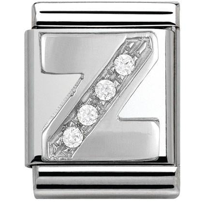 LETTERS  Big stainless steel? sterling silver and Cubic Zirconia (26_Z)
