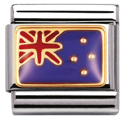 030238/02 Classic OCEANIA FLAG,S/steel,enamel,18k gold  NEW ZEALAND