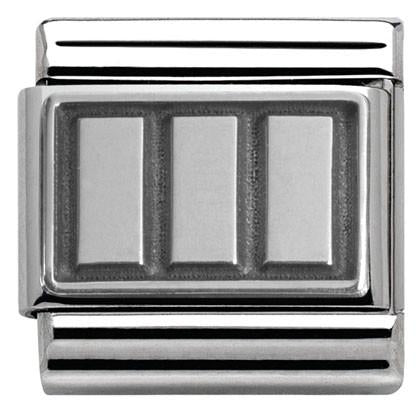 330102/16D Classic PLATES OXIDIZED steel ,silver 925 Plate 3 rectangles