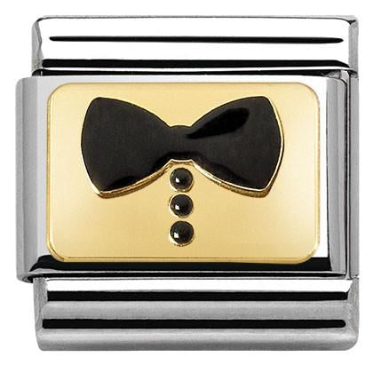 030280/34 Classic ELEGANCE (engraved) in stainless steel? 18k gold and enamel (34_Black Bow Tie)
