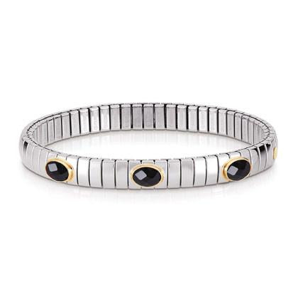 EXTENSION bracelet (S) in stainless steel with 18k gold and 3 Cubic Zirconia (011_Black)