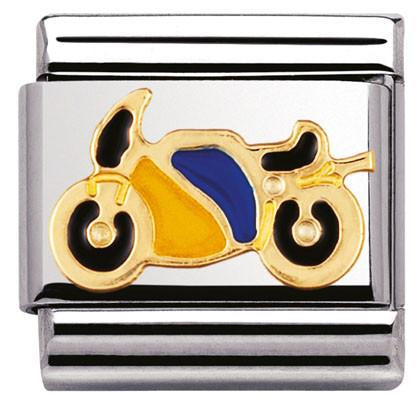 030203/40 Classic Sport,S/Steel, enamel and 18k gold motorbike