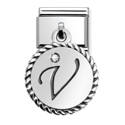 331809/22D Composable Classic LETTERS in stainless steel and silver CHARMS 925 oxy. (22_V)