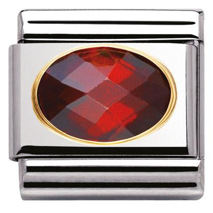 030601/005 Classic FACETED CZ Red stainless steel and 18k gold