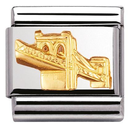030123/47 Classic RELIEF MONUMENTS, S/Steel,18k gold Skyline Brooklyn (America)