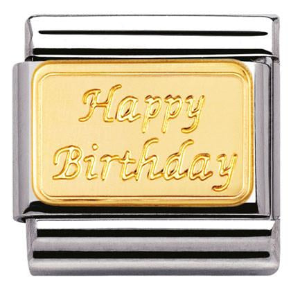 030121/09 Classic ENGRAVED SIGNS s/Steel,18k gold Happy Birthday