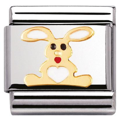 030212/02 Classic ,S/steel, enamel, 18k gold WHITE rabbit