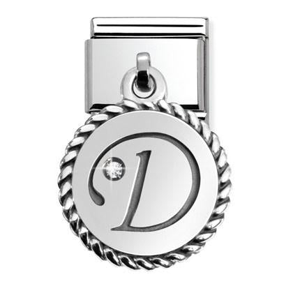 331809/04D Composable Classic LETTERS in stainless steel and silver CHARMS 925 oxy. (04_D)