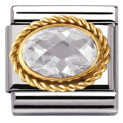 030602/010 COMPOSABLE CLASSIC FACETED Cubic zirconia? stainless steel and 18k gold (010_White)