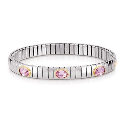 EXTENSION bracelet (S) in stainless steel with 18k gold and 3 Cubic Zirconia (003_PINK)