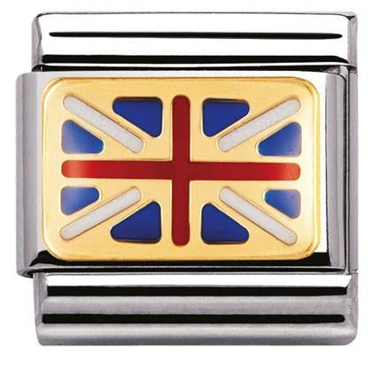 030234/06 Classic FLAG,s. steel,enamel, 18ct gold GREAT BRITAIN