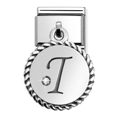331809/09D Composable Classic LETTERS in stainless steel and silver CHARMS 925 oxy. (09_I)