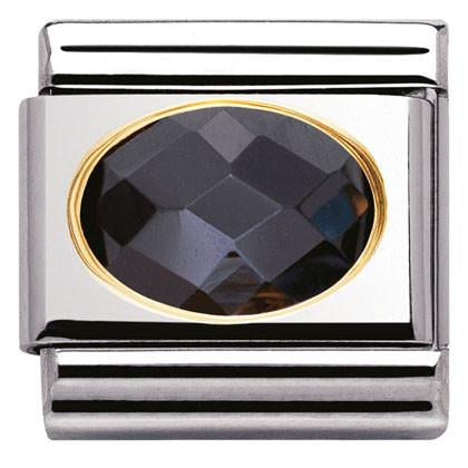 030601/011 Classic FACETED CZ Black stainless steel and 18k gold