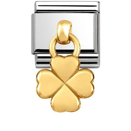 031800/02 Composable Classic CHARMS and steel and 18k gold (02_Four Leaf Clover CZ)