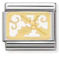 030282/15D ENGRAVED CHRISTMAS S/Steel,enamel,gold 18k Holly w/white background