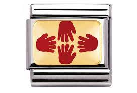 COMPOSABLE Classic stainless steel with enamel and 18k gold (11_Brotherhood) 4 red handprints