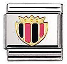 030204/32D Classic FOOTBALL SHIELD,S/steel,enamel,18k gold Black_Pink)