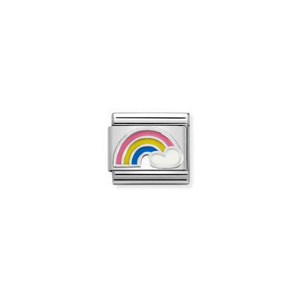 330204/25 Classic stainless steel sterling silver enamel rainbow with heart