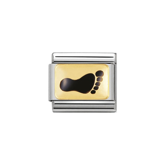 030209/41 Clasic S/steel, enamel ,& 18k gold black footprint