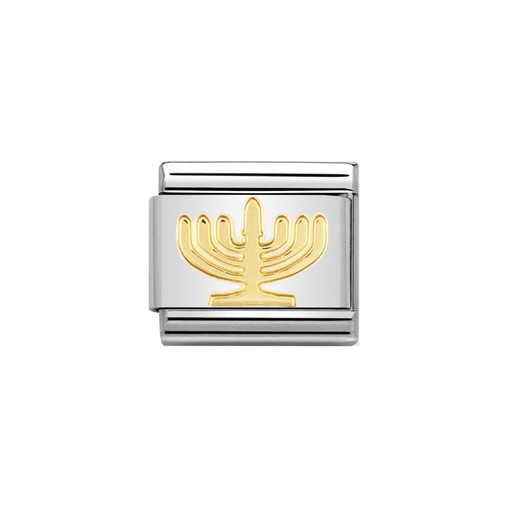 030105/10D Classic S/steel,18k gold Menorah