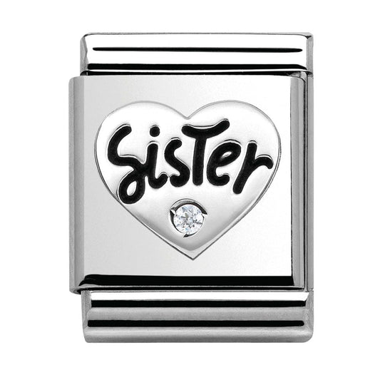 332315/01D Big Shine PLATE enamel Sister with CZ Stone (SISTER)