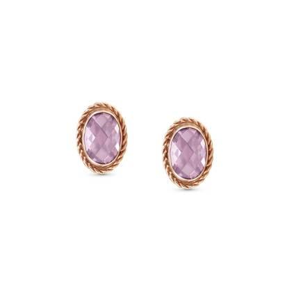 027821/003D Oval Rose Gold & Steel Pink Twist Earrings