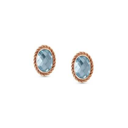 027821/006D Oval Rose Gold & Steel Light Blue Twist Earrings