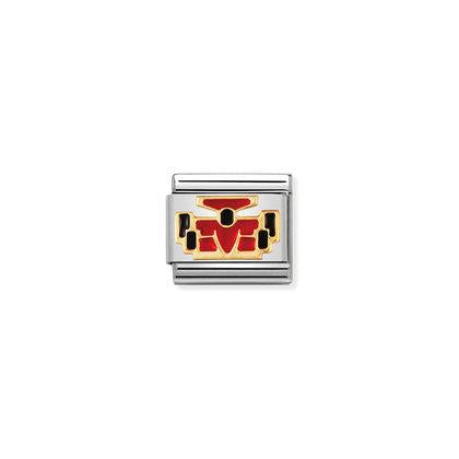Classic Yellow Gold Enamel Racing Car Link