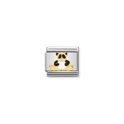 030212/39 Classic Yellow Gold Enamel Panda Link