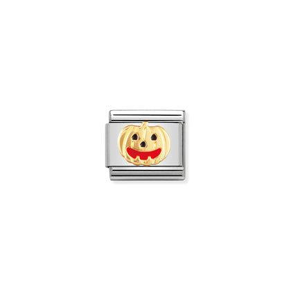 030216/05 Classic Yellow Gold Enamel Pumpkin Link