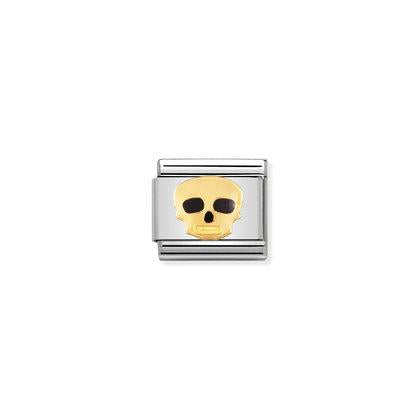 030216/08 Classic Yellow Gold Enamel Skull Link
